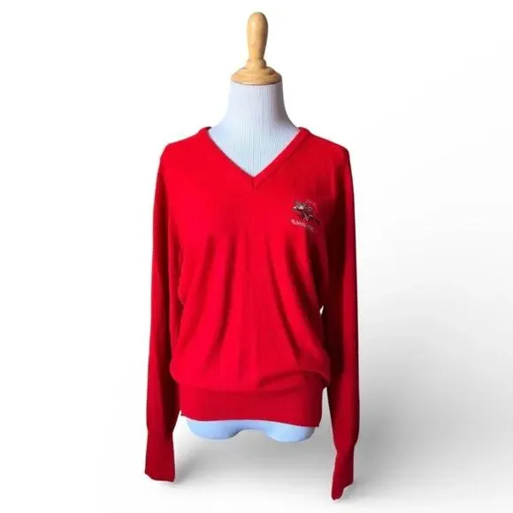 VTG 80's/90's Fiesta Women's UNLV Runnin Rebels Red V Neck Pullover Sweater Sz S - Picture 2 of 8
